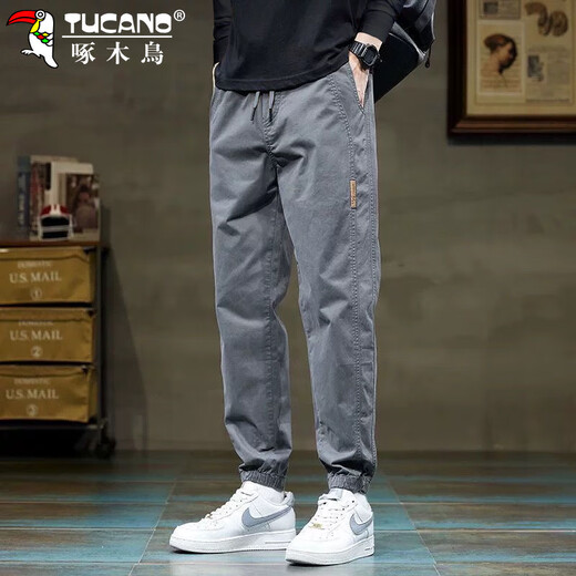 Woodpecker (TUCANO) pants men's casual pants men's autumn and winter leggings overalls loose trendy sports pants for men Khaki M