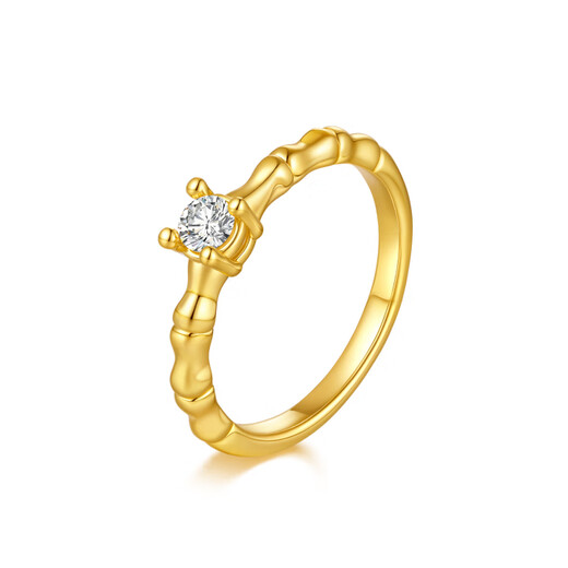 Mankalong gold ring, flowing bamboo shadow solid gold ring, moissanite inlay for women, priced as a gift for girlfriend 13#