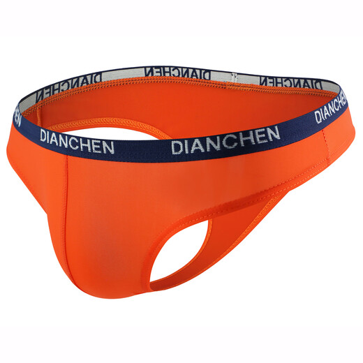 Men's underwear letter low waist sexy ice silk sexy large thong black M