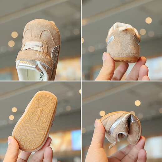 Ginoble autumn toddler shoes for boys and girls 0-2 years old Korean Boken shoes soft sole non-slip casual anti-fall shoes 12 FX8938 dark red 14 110mm inner length 11cm in size 14