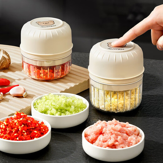 He Jiagong's garlic artifact electric garlic pounder household wireless garlic grinder minced garlic small meat grinder grinder large + small meat and vegetable cutting save 10 yuan