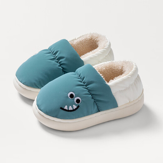 Pig Daddy Children's Cotton Slippers Boys Autumn and Winter Indoor Bag Heel Anti-Slip Warm Girls Baby Outerwear Cotton Shoes Blue 18