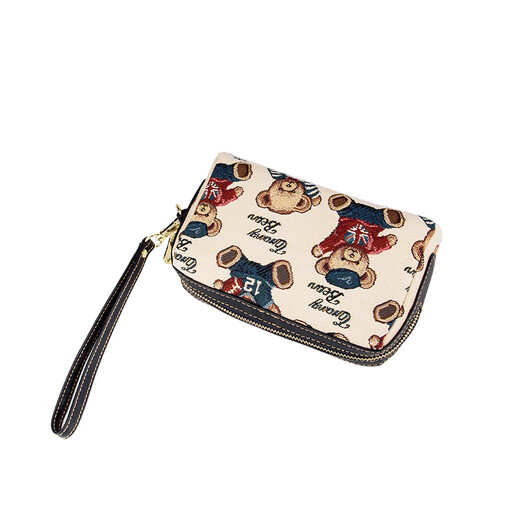 Bear attachment women's bag fashionable woven canvas hand bag long casual portable mobile phone coin purse bag