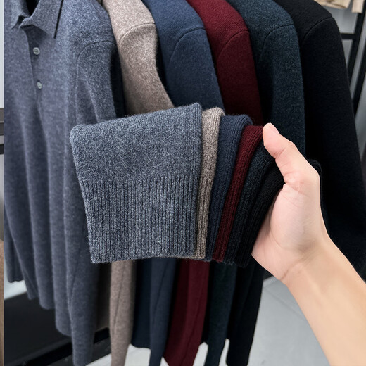 Antonio 600g Heavy Thick Lapel 100% Pure Wool Sweater Men's Autumn and Winter Warm Pullover Bottoming Men's Sweater Fashion Gray Thickened 600g XL (180/96A)