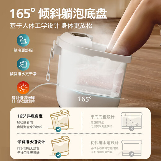 Philips foot bath bucket for lying down and no-wash electric massage foot bath UV sterilization small white bucket smart heating soft rubber foot bath 3222F practical holiday birthday gift