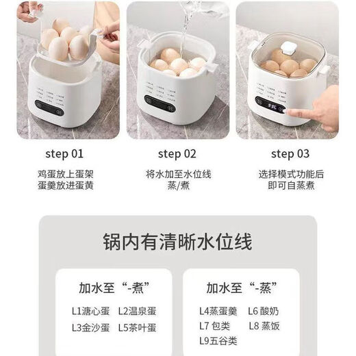 Sawang Cuiseur à œufs de marque allemande mise hors tension automatique 2025 multifonctionnel ménage petit œuf dur petit-déjeuner artefact vapeur tout-en-un machine à petit-déjeuner prévue pour une personne entièrement automatique double couche double couche modèle suprême 9 menus réservation 24 heures protection anti-séchage bol en acier 304-réservation 24H-recommandé par le gérant du magasin