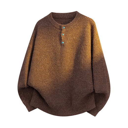 Geslandi American Henry collar sweater for men 2025 autumn and winter new trendy brand high-end lazy style inner sweater gray XL