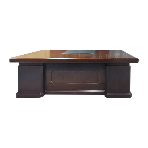 Lilun wood veneer boss desk high-end and elegant executive leader desk and chair combination office with solid wood veneer executive desk 2.4 meters desk + chair + 8 door bookcase