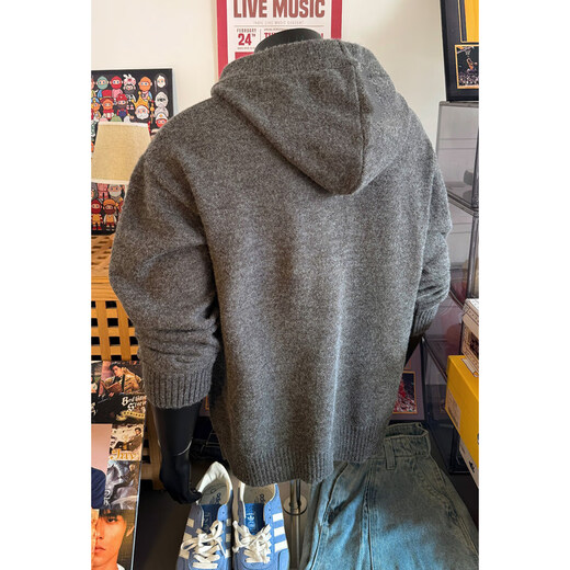 Jufeng light gray Henry collar sweater men's autumn and winter American retro sweater cleanfit trendy brand handsome jacket light gray L