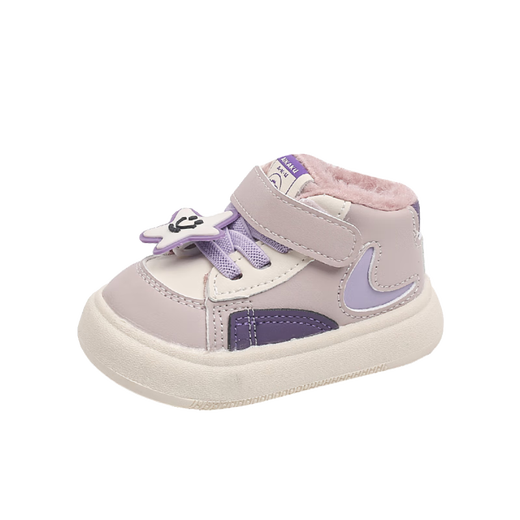 Terranis Yangma recommended toddler shoes for girls with soft soles and thick velvet for boys, non-slip and warm, cartoon style for infants and toddlers, plus velvet for warmth - warm purple_winter style 14.5 cm inner length_size 24