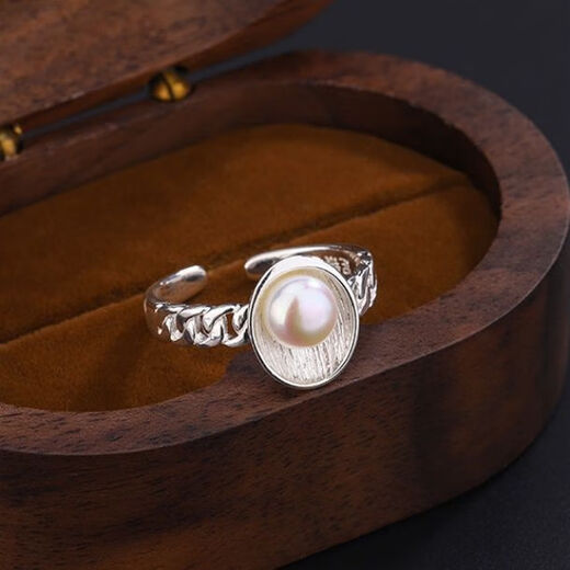 S999 sterling silver oval pearl twist ring for women ins style advanced open adjustable ring Valentine's Day gift s999 sterling silver oval pearl twist ring XYC263 transparent gift box + sterling silver certificate