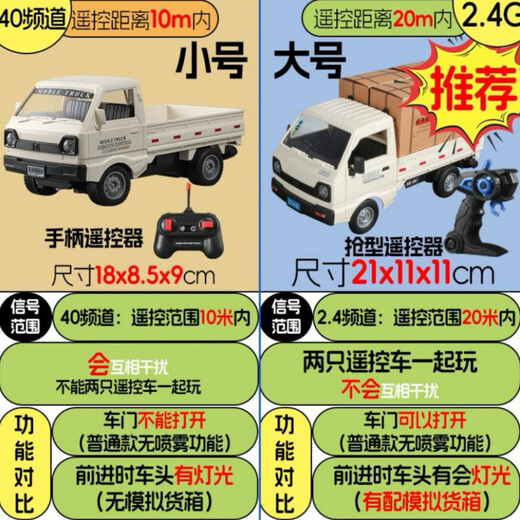 Chili 25 remote control toy cars for 6-12 years old, pickup cabinet, short bread car, children's Children's Day electric car, small truck - white light, no door opening/drifting, single battery life, 30 minutes, remote control battery + screwdriver + sticker