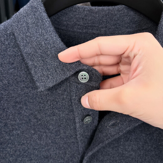 Antonio 600g Heavy Thick Lapel 100% Pure Wool Sweater Men's Autumn and Winter Warm Pullover Bottoming Men's Sweater Fashion Gray Thickened 600g XL (180/96A)