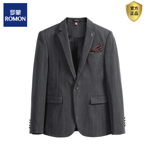 ROMON Korean style suit, handsome and trendy male wedding groomsmen dress host slim suit two-piece suit 102 black two-piece suit = suit + pants S (suitable for 95-105 Jin Jin equals 0.5 kg)