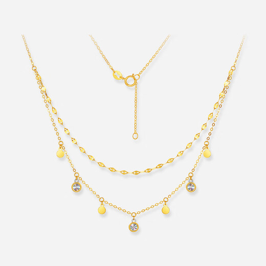 Saturday Fortune (ZLF) Two-tone 18K Gold Necklace for Women Symphony Geometric Pendant as a Holiday Gift for Girlfriend 1.73-2.13g 40+5cm (price adjustable)