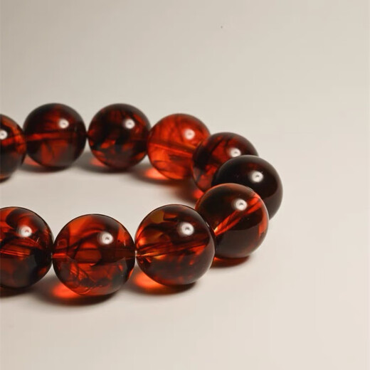 Shimei Burmese natural amber bracelet for men and women, genuine blood silk amber, blood amber fortune bracelet, fidelity gift with certificate, blood silk amber 10MM*19 pieces for women's medium and small wrists (with certificate)