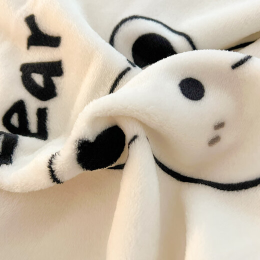 Hongdou Home Textiles Winter Thickened Milk Velvet Bed Four-piece Set Warm Coral Baby Velvet Sheets and Duvet Covers Double-sided Velvet Quilt Cover Bedding Black and White Bear Double-sided Velvet Thickened Warm 1.8m Sheet Style Four-piece Set - Quilt Cover 200*230cm