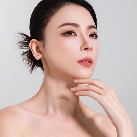 Mengjinyuan Platinum Earrings Crushed Ice Gourd Hollow Copper Coin Earrings PT950 Platinum Birthday Gift for Girlfriend Weight Approximately 2.10g