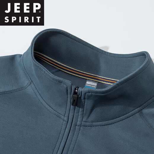 JEEP SPIRIT sweatshirt men's two-piece set 2025 spring and autumn middle-aged dad long-sleeved T-shirt men's casual sports suit PDS8610 top black + D89-1 black flat pants 2XL