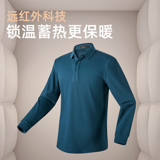 Youngor long-sleeved POLO shirt men's cotton blended pique fabric plain business POLO shirt comfortable and breathable 2025 new product combination blue VLPC519962HCA M (recommended 120-135Jin Jin equals 0.5 kg)