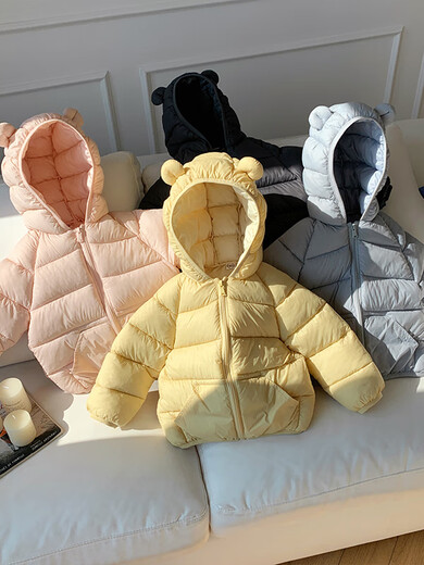 Xiaohongshu hot style boys and girls jackets children's jackets 2025 winter children's clothing boys and girls letter cotton coat baby trendy black cm 90