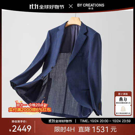 By Creations Imported VBC Pure Wool Suit Men's Lightweight Business Professional Formal Wear Groom Wedding Suit Navy 44