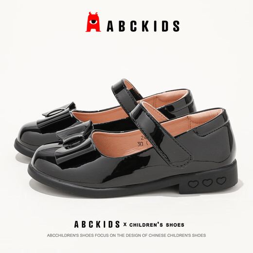 ABC KIDS children's shoes 2025 autumn new Velcro Mary Jane sweet style girls shallow heel small leather shoes black 26