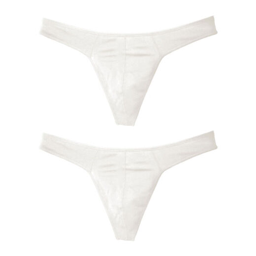 Men's Summer Breathable Cotton T-String Briefs Sports Briefs Sexy Running Seamless T-Pants White, White M