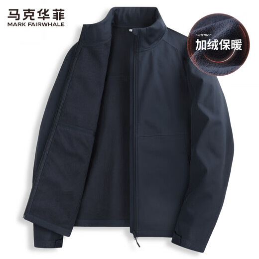 Mark Huafei Plus Velvet Stand Collar Jacket Men's 2025 Autumn and Winter New Commuting Windproof and Splash-Repellent Warm Casual Jacket 1033 Black 001 L 175