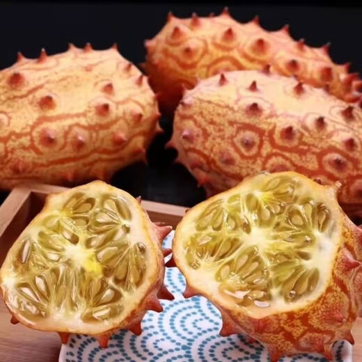 Authentic Fire Ginseng Fruit Seeds, African Honeydew Melon Seeds, Horned Melon Seeds, Mars Fruit Seeds, Sea Cucumber Fruit Special Fruit Seeds, Fire Ginseng Fruit Seeds/pack of about 25 capsules, 5 packs