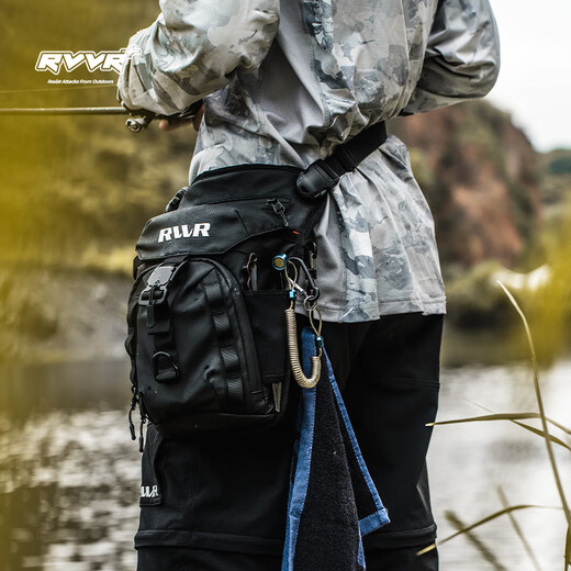RVVR25 New Lightweight Leg Bag RB9627 Lure Bag Anti-scratch, Wear-Resistant and Water-Repellent Large Capacity Multifunctional Fishing Bag Black