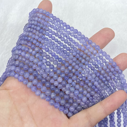 Outstanding natural tanzanite three-circle bracelet for women, fashionable, fresh and simple, crystal multi-circle bracelet, jewelry, gift, versatile 2#/44.2MM/round beads/three circles