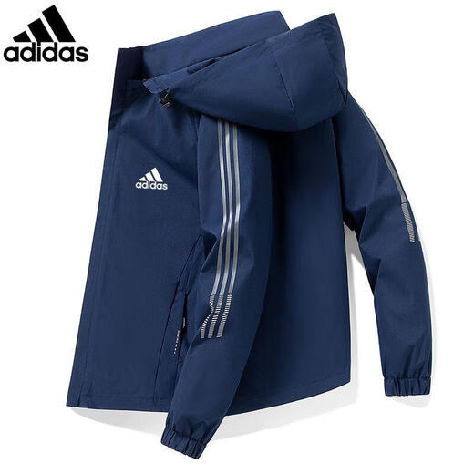 Adidas (adidas) Clover Jacket Men's Spring and Autumn New Casual Versatile Velvet Jacket Outdoor Windproof AD96 White (Removable Cap) XL 125-140Jin Jin is equal to 0.5 kg