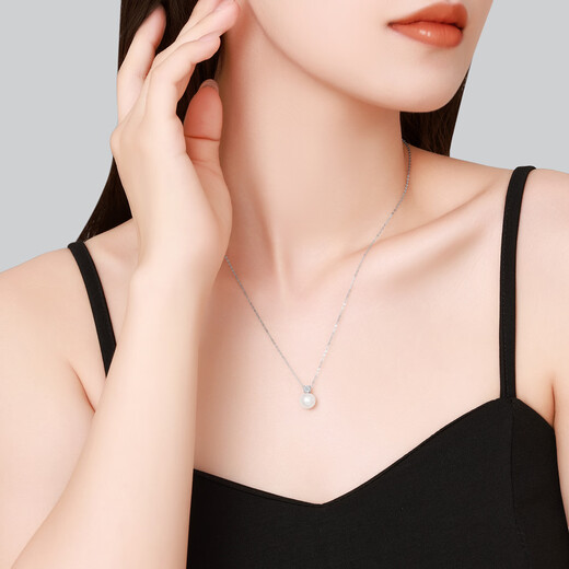 Chao Acer platinum pearl diamond necklace for women PT950 neck ornament platinum set chain light luxury birthday gift for women chain length about 45cm