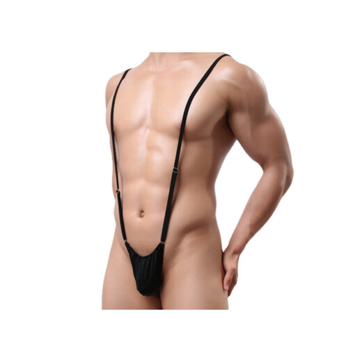 Strap-type adjustable one-piece men's sexy thong underwear, men's sexy single underwear, men's sexy suspender underwear, white + black (one discount for each), one size fits all