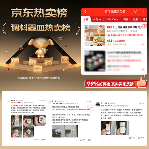 Taili control salt jar salt bottle seasoning jar quantitative seasoning container salt sugar kitchen seasoning box glass can be measured and used