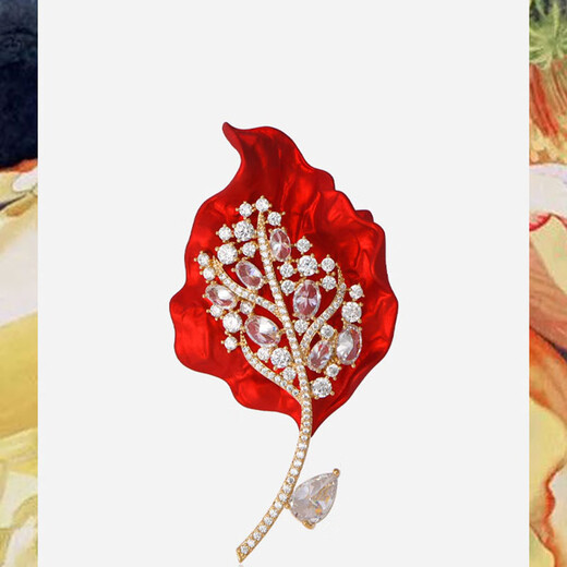 Kamalun (KAMALUN) luxury red rich flower peony brooch high-end women's corsage suit coat temperament pin gift to elder leaders Danhua Yingzhen brooch set