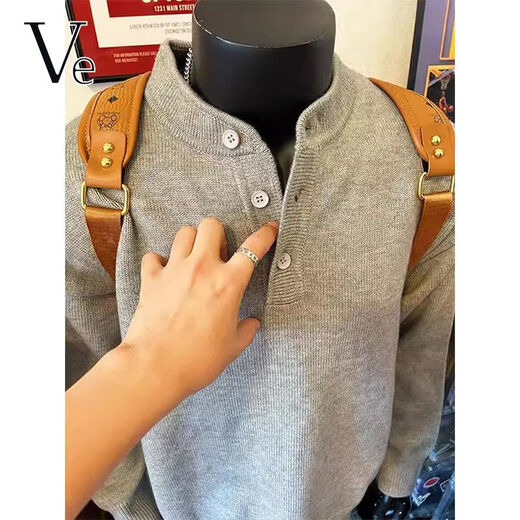 VE gray Henry collar sweatshirt men's autumn lazy style high-end sweater cleanfit bottoming shirt light gray //VE selection buttons Please refer to the explanation video M Recommendation 95-110Jin Jin is equal to 0.5 kg