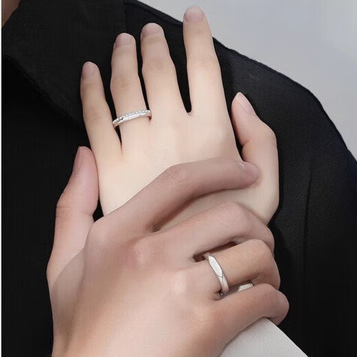 Ji Sifan's light luxury platinum couple ring, fashion jewelry, proposal and confession, high-end Valentine's Day birthday gift for wife and girlfriend, lifelong love, platinum ring, live design, custom engraving