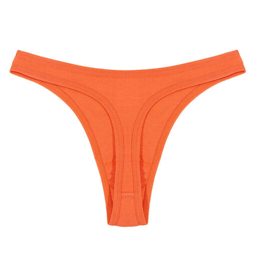 Men's thong high-cut pure cotton style hollow sexy butt-lifting T-pants low-waist macho nightclub seamless briefs trend Persimmon Orange 3XL170-190Jin Jin is equal to 0.5 kg