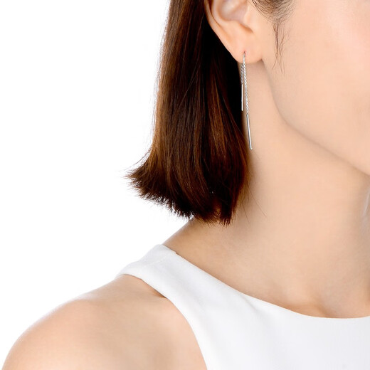 Chow Sang Sang Pt950 platinum Daily Luxe platinum ear wire earrings single-sided platinum earrings for women 89173E