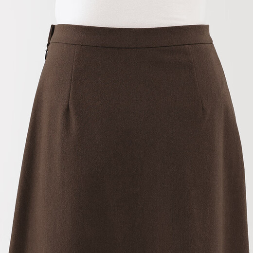 MUJI Women's Horizontal and Vertical Stretch Fleece Wide Hem Skirt Long Skirt Women's Autumn 25 BE1XXC5A Brown S (155/62A)