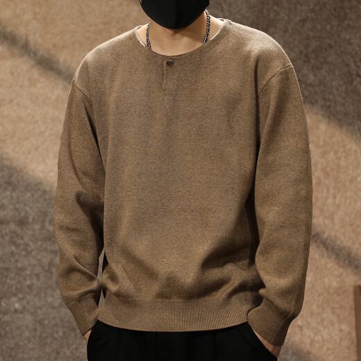 Ten Cranes American retro high-end Henry collar sweater men's autumn and winter trendy loose casual warm bottoming sweater Huaka (520g heavy knitted sweater) 2XL (160-180Jin Jin is equal to 0.5kg)