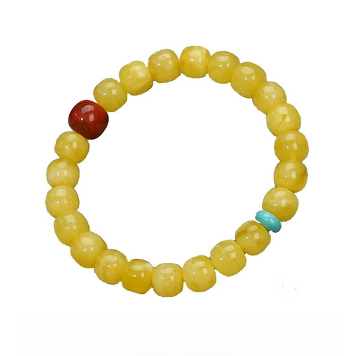 Fat Donglai's same style natural beeswax old-style beads original single-turn bracelet retro fidelity amber bracelet southern red and green pine quality model/8mm+