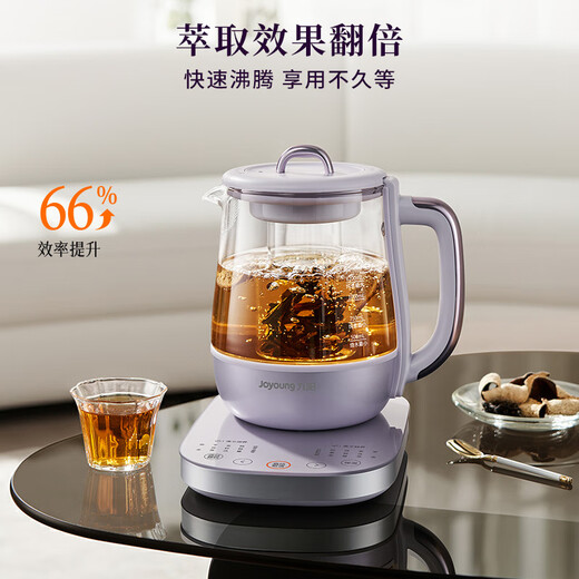 Joyoung 1.5L all-glass boiling health pot tea maker, 0 glue glass filter stew pot, floral teapot, water boiling and heat preservation integrated fully automatic constant temperature electric kettle 15WY10J
