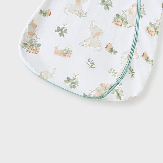 TONGTAI baby sleeping bag, pure cotton constant temperature baby double-layer long-sleeved one-piece pajamas for boys and girls, anti-jump and anti-kick quilt, green L