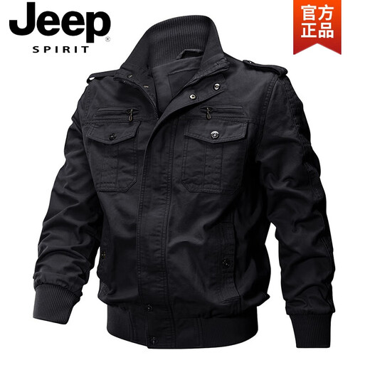JEEP SPIRIT24 Herbst und Winter Herren-Arbeitsjacke, Flieger-Freizeitjacke, Outdoor, große Größe, gewaschener Stehkragen, Epaulet-Oberteil, hoch, 9930, Armeegrün, dünner Abschnitt, 115–135 Jin Jin entspricht 0,5 kg, empfohlene L