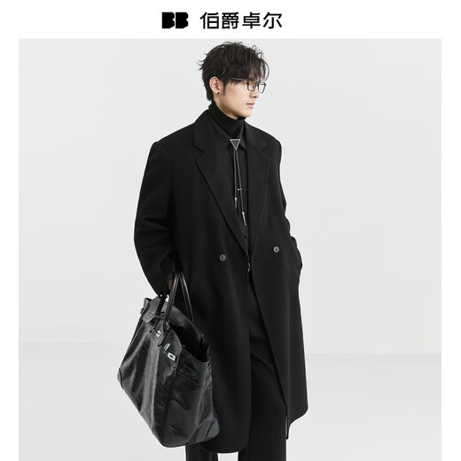 Piaget Zall Camel Hair Long Shoulder Pads Wool Double-sided Wool Coat Men's 2025 Autumn and Winter New Goose Down Liner Jacket Midnight Black Long Sleeve Liner Long Design XL (180)