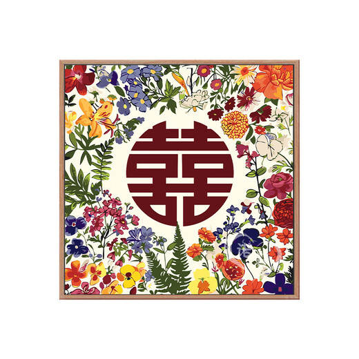 MPPMCK新婚喜字数字油画 画diy手工涂色丙烯油画 画 送朋友礼物婚 nx13578 20x20cm绷好实木内框 环保高亮颜料+护眼油画 画布+画 画笔套组+配件