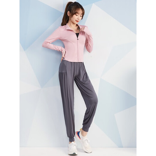 Vanstic Yoga Suit New Sports Sports Loose Fairney Suit de fitness Professionnel Tempérament de mode haut de gamme Spring et automne Suit de course d'automne léger Purple + Gris Blue Three-Pice Set TC11976 S